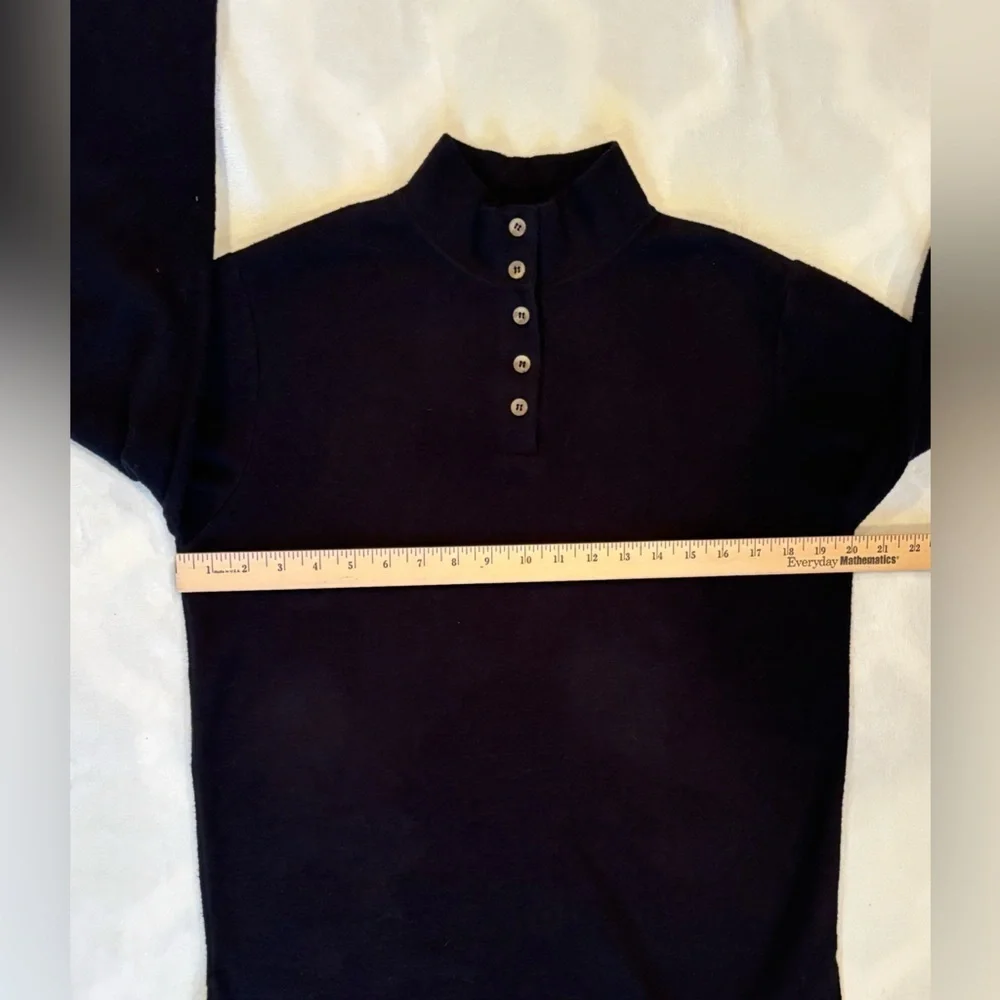 Summit Hill Sweater Pullover Turtleneck Button Up Black Cotton Size S Unisex